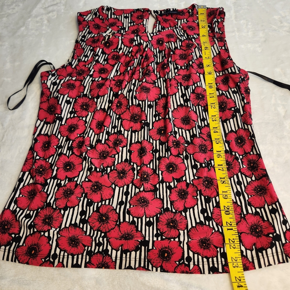 NWOT Tommy Hilfiger Pink Black Floral Sleeveless Top Sz S - Picture 7 of 13